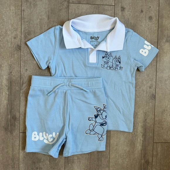 Bluey Toddler Boys Short Sleeve Polo Top and Shorts Set 3T - Picture 10 of 11